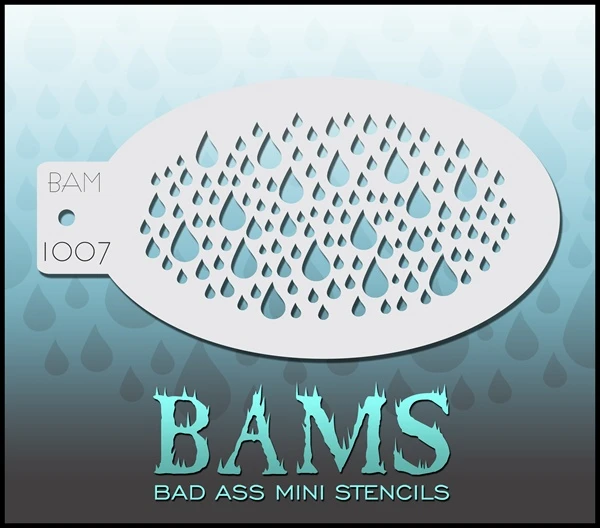 Bad Ass Mini Stencil - Raindrops - 1007 1 Bad Ass Mini Stencil - Raindrops - 1007