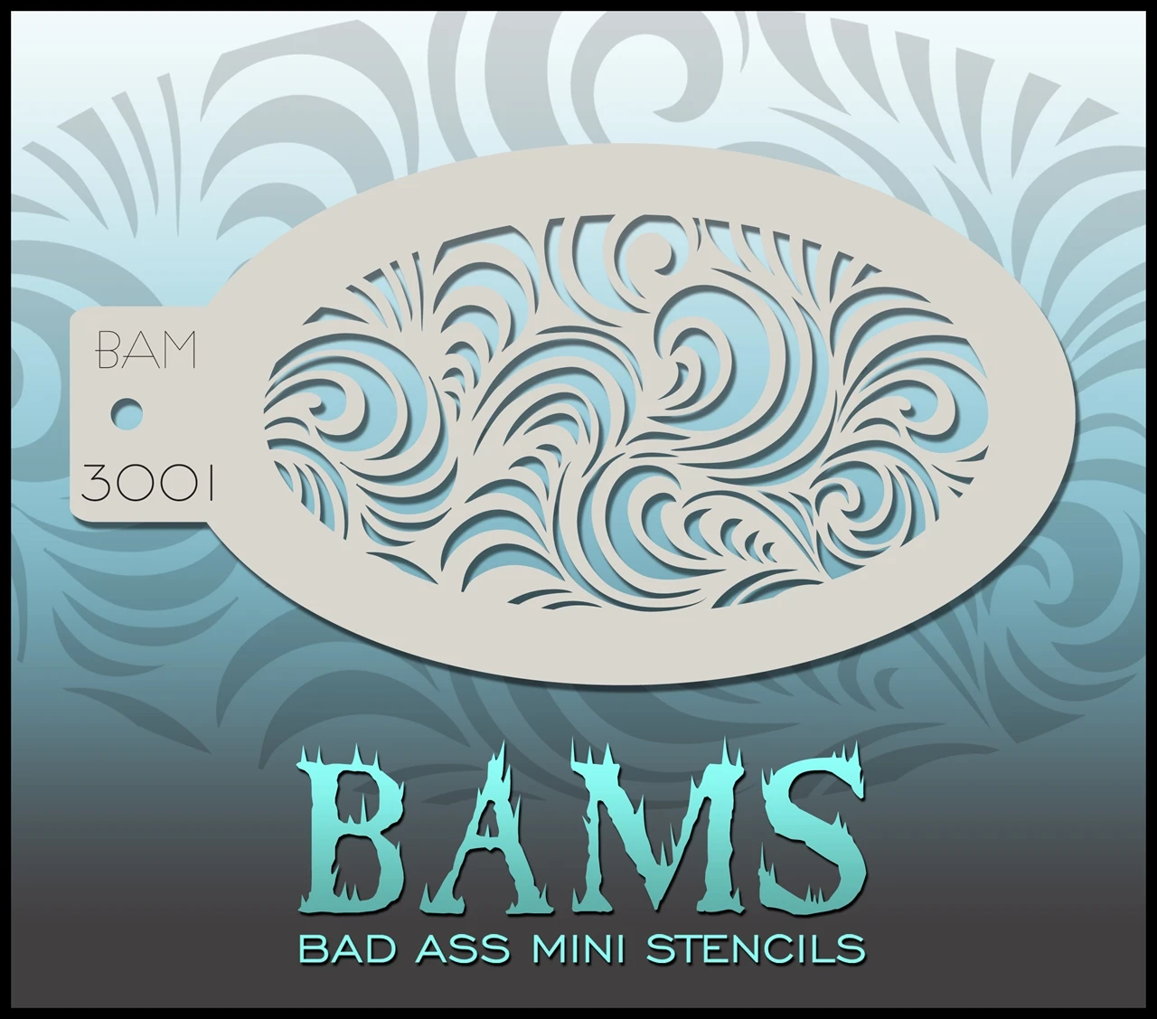 Bad Ass Mini Stencil - Swirl Cascade - 3001 1 Bad Ass Mini Stencil - Swirl Cascade - 3001