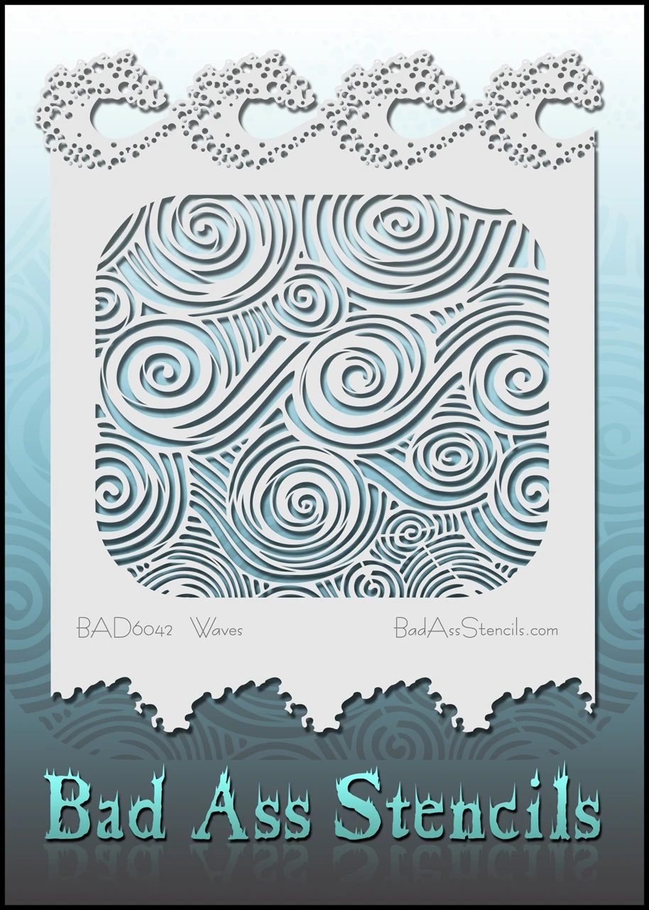 Bad Ass Stencils - 6042 - Waves 1 Bad Ass Stencils - 6042 - Waves