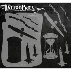 Tattoo Pro Stencil - Hourglass & Dagger (ATPS-118)