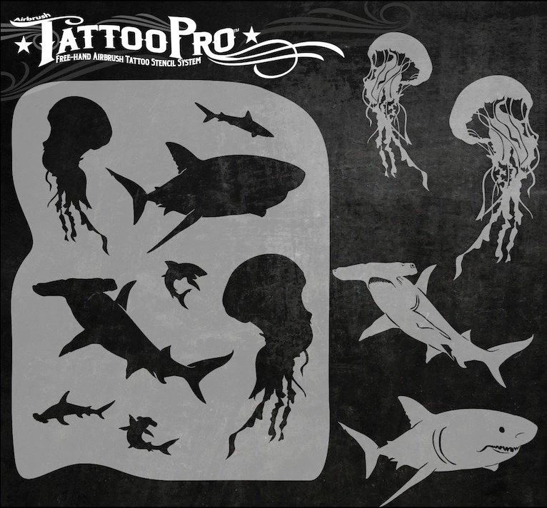 Tattoo Pro Stencil - Shark Attack (ATPS-135) 1 Tattoo Pro Stencil - Shark Attack (ATPS-135)