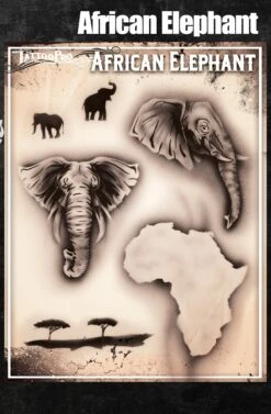 Tattoo Pro Stencil - African Elephant (ATPS145) -Painted Mold Supplies Store 0007869 tattoo pro stencil african elephant atps145