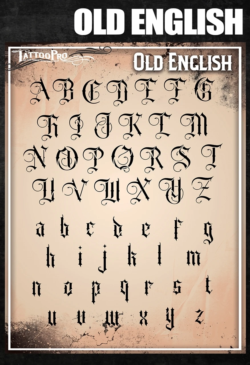 Tattoo Pro Stencil Font - Old English (ATPSF205) 2 Tattoo Pro Stencil Font - Old English (ATPSF205) - Image 2