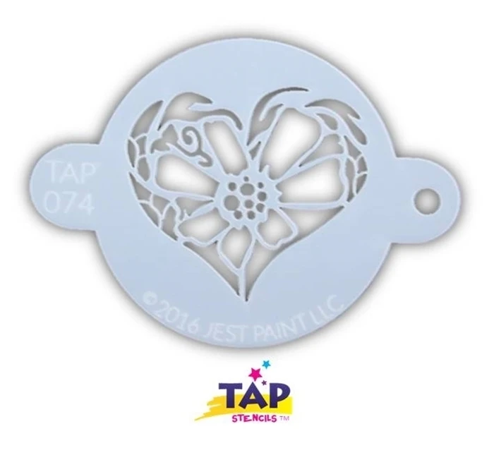 TAP 074 Face Painting Stencil - Flower Heart 1 TAP 074 Face Painting Stencil - Flower Heart