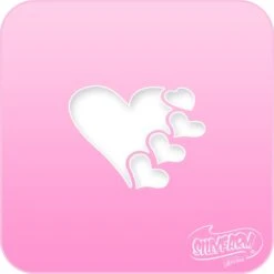 Pink Power Face Painting Stencil (1016) - Hearts