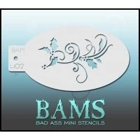 Bad Ass Mini Holiday Stencil - Swirls Holly - H02