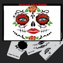 SUGAR SKULL TEA ROSE Stencil Eyes - SOBA - (Child Size 4-7 YRS OLD)