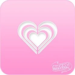 Pink Power Face Painting Stencil (1124) - Triple Hearts