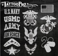 Tattoo Pro Stencil - BIG INK - Armed Forces (ATPS-BGNK-109) -Painted Mold Supplies Store 0015110 tattoo pro stencil big ink armed forces atps bgnk 109