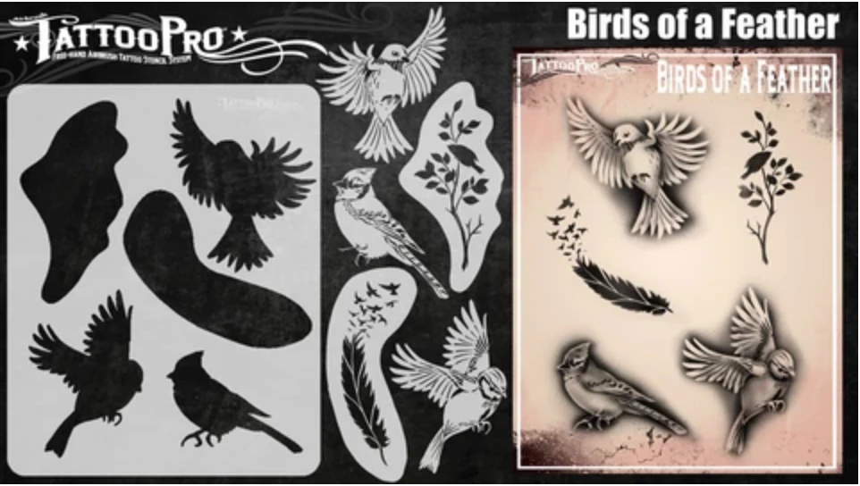 Tattoo Pro Stencil - Birds Of A Feather (ATPS185) 1 Tattoo Pro Stencil - Birds Of A Feather (ATPS185)