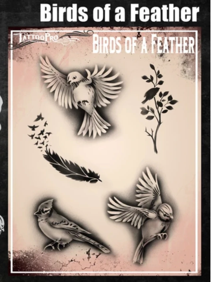 Tattoo Pro Stencil - Birds Of A Feather (ATPS185) 2 Tattoo Pro Stencil - Birds Of A Feather (ATPS185) - Image 2