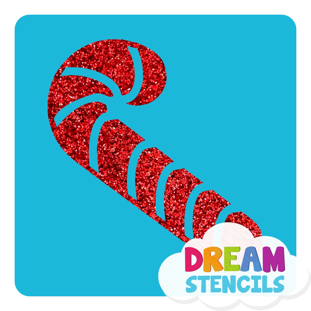 Candy Cane Glitter Tattoo Stencil - HP-19 (5pc Pack) 1 Candy Cane Glitter Tattoo Stencil - HP-19 (5pc Pack)
