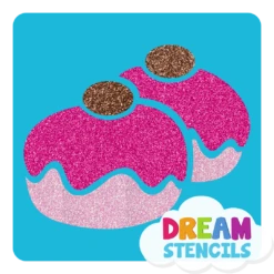 Double Sufganiyot Doughnut Glitter Tattoo Stencil - HP-39 (5pc Pack)