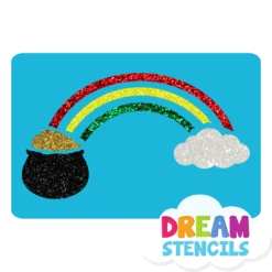 Pot Of Gold With Rainbow Glitter Tattoo Stencil - HP-50 (5pc Pack)