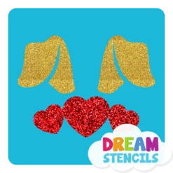 Bunny Ears With Hearts Glitter Tattoo Stencil - HP-97 (5pc Pack)
