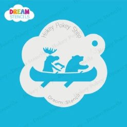 Moose And Bear In Canoe - Dream Stencil - 139 -Painted Mold Supplies Store 0018391 moose and bear in canoe dream stencil 139