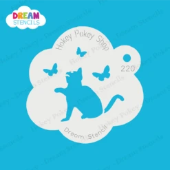 Sitting Cat With Butterflies - Dream Stencil - 220