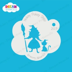 Pretty Witch With A Cat - Dream Stencil - 207