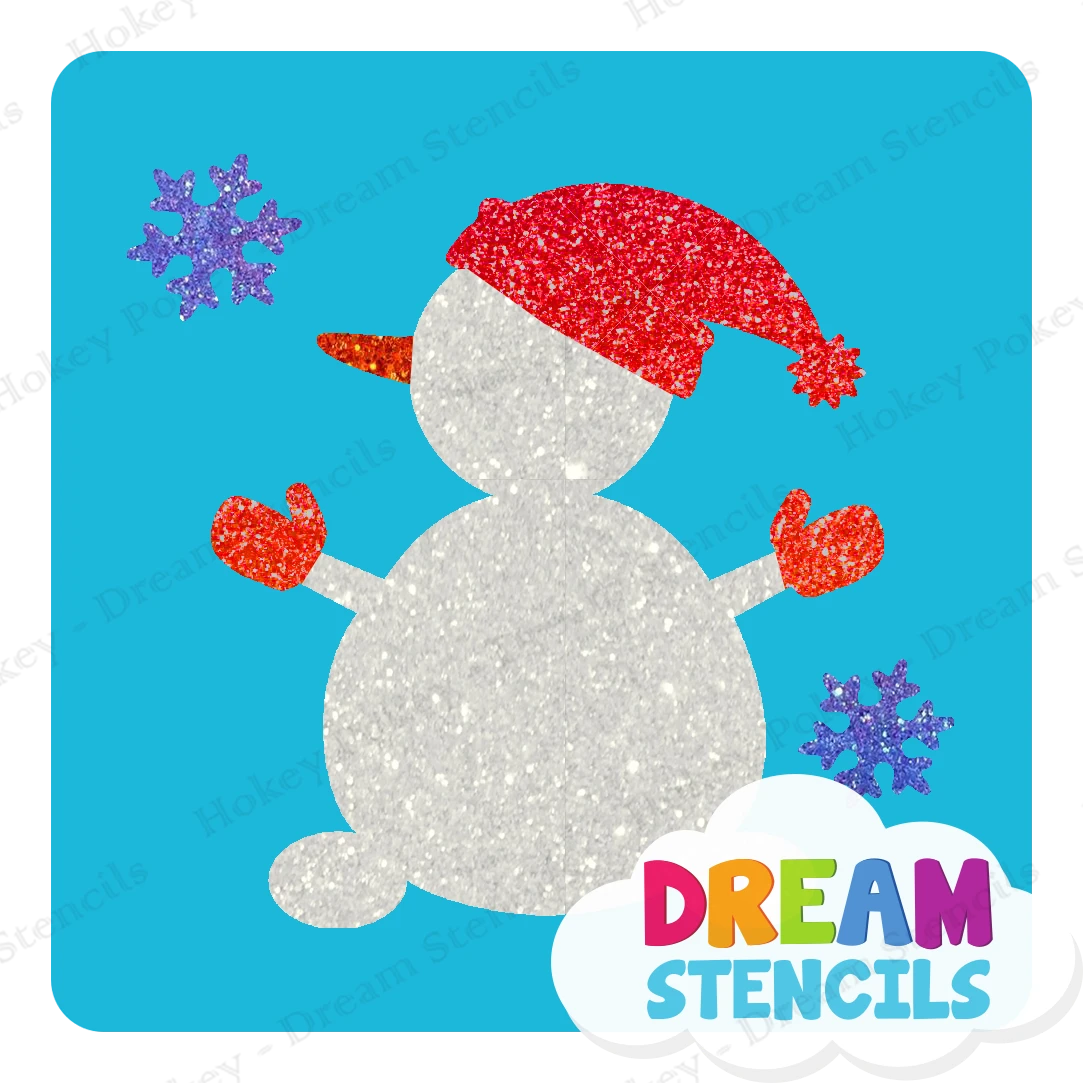 Jolly Snowman Glitter Tattoo Stencil - HP-211 (5pc Pack) 1 Jolly Snowman Glitter Tattoo Stencil - HP-211 (5pc Pack)