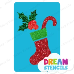 Christmas Stocking Glitter Tattoo Stencil - HP-207 (5pc Pack)