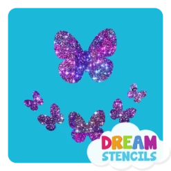 Assorted Butterflies Glitter Tattoo Stencil - HP-217 (5pc Pack)