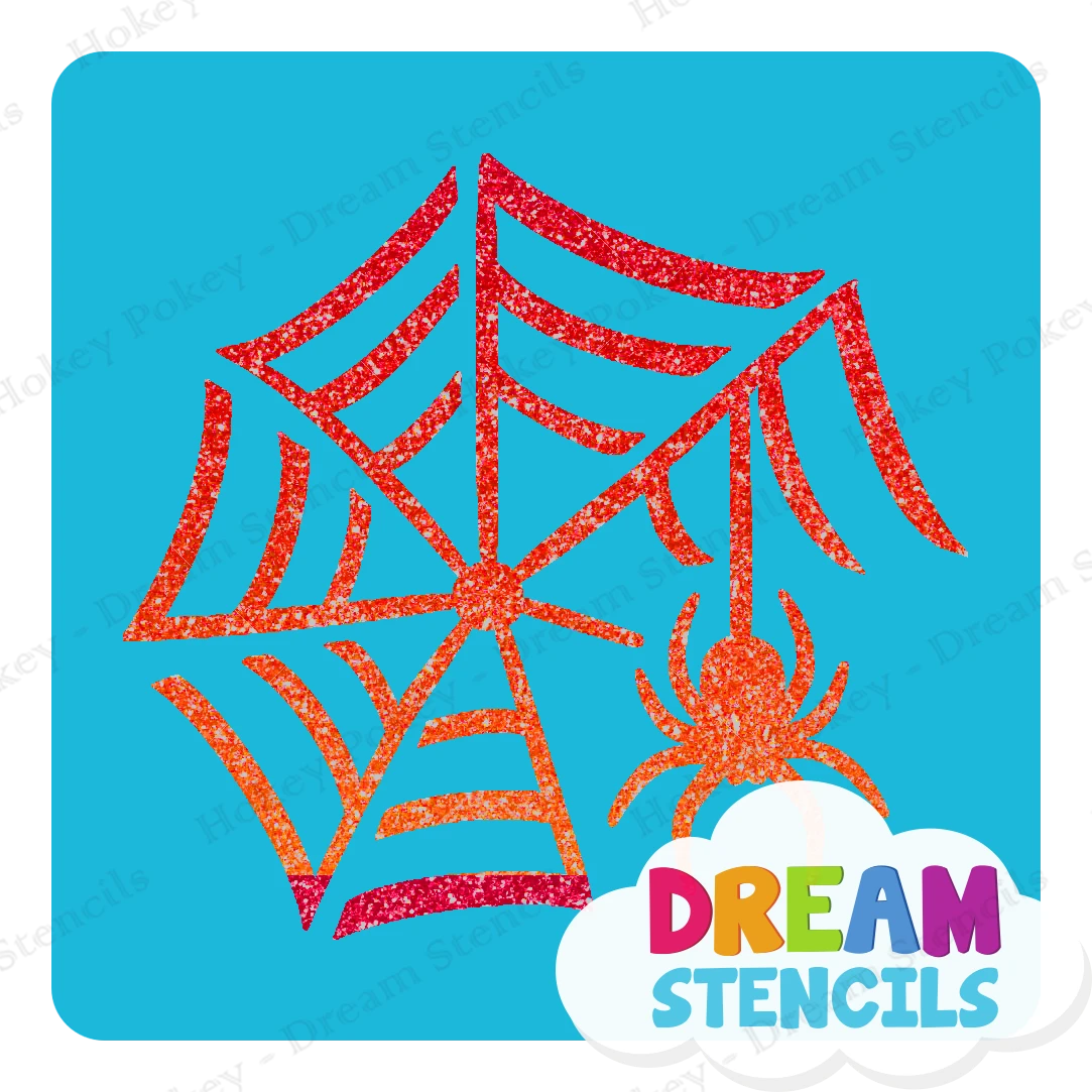 Crawling Spider With Web Glitter Tattoo Stencil - HP-276 (5pc Pack) 1 Crawling Spider With Web Glitter Tattoo Stencil - HP-276 (5pc Pack)