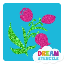 Tulips With Leaves Glitter Tattoo Stencil - HP-307 (5pc Pack)