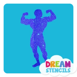 Bodybuilder Glitter Tattoo Stencil - HP-337 (5pc Pack)