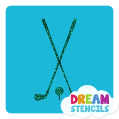 Golf Clubs Glitter Tattoo Stencil - HP-340 (5pc Pack)