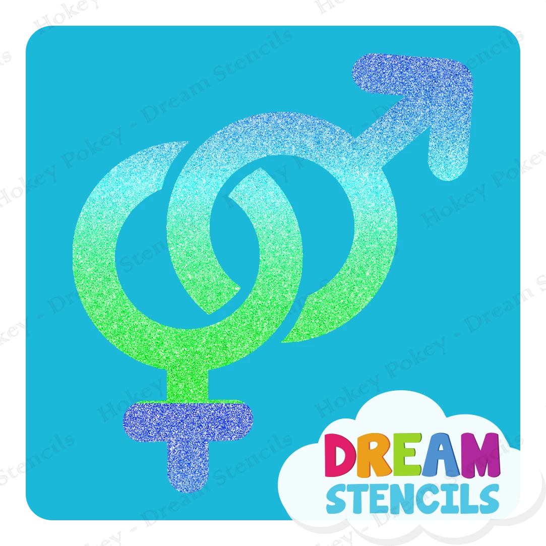 Hetero Symbol Glitter Tattoo Stencil - HP-366 (5pc Pack) 1 Hetero Symbol Glitter Tattoo Stencil - HP-366 (5pc Pack)