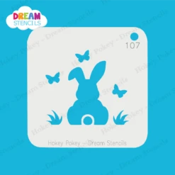Easter Bunny With Butterflies - Dream Stencil - 107 -Painted Mold Supplies Store 0024605 easter bunny with butterflies dream stencil 107