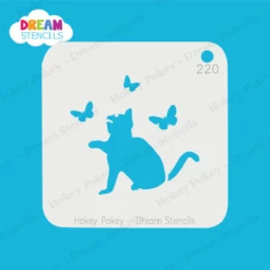 Sitting Cat With Butterflies - Dream Stencil - 220 6 Sitting Cat With Butterflies - Dream Stencil - 220 -Painted Mold Supplies Store 0024792 sitting cat with butterflies dream stencil 220