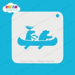 Moose And Bear In Canoe - Dream Stencil - 139